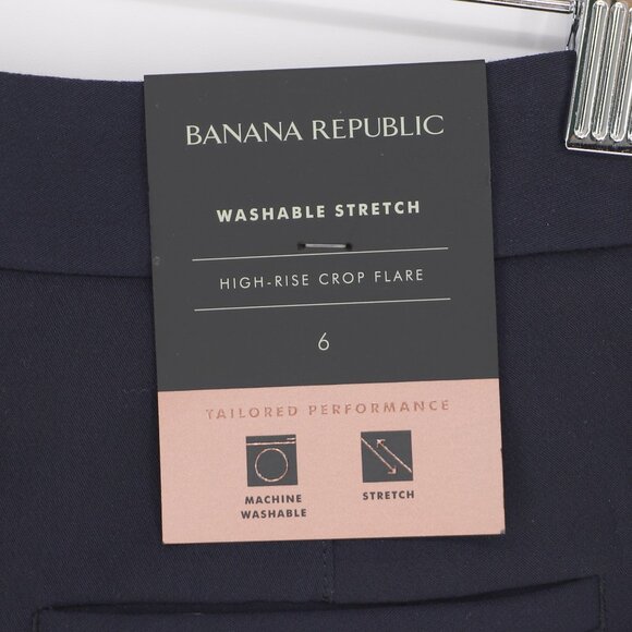 NWT BANANA REPUBLIC High-Rise Crop Flare Pant with Stretch Navy Size 6 - Picture 8 of 10